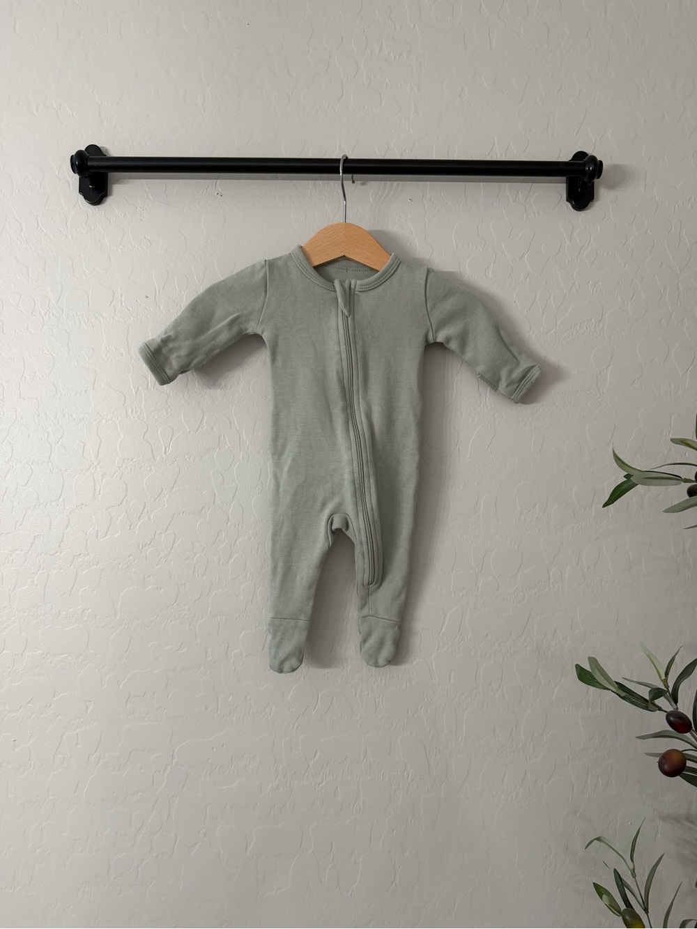100% Organic Cotton Sage Baby Zipper Footie Pajama